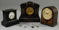 Two Belgian Slate Clocks and a Mahogany Shelf Clock by Seth Thomas