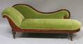 Victorian Green Velvet Upholstered Mahogany Recamier