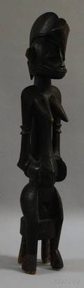 African Senufostyle Standing Carved Wooden Female Figure