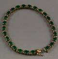 14kt Gold Emerald and Diamond Bracelet