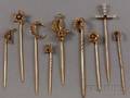 Nine Antique Gold and Gilt Seed Pearl Stickpins