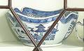 Chinese export blue and white Canton cut corner bowl 19th c