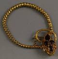 Antique Goldtone Gemstone and Diamond Snake Bracelet