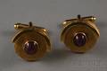Pair of 14kt Gold Gemset Cuff Links