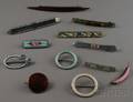 Twelve Antique Sterling Silver and Enamel Brooches