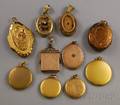 Ten Antique Gold and Goldtone Lockets