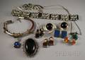 Small Group of Mexican and Hardstone Sterling Silver Jewelry