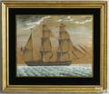 American pen ink gouache and watercolor ship portrait ca 1820