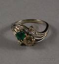 18kt White Gold Diamond and Emerald Ring