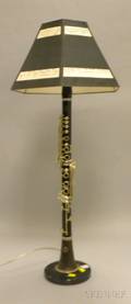 Clarinet Table Lamp with Sheet Music Illustrated Paper Shade