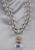 Large Rock Crystal Bead Pendant Necklace