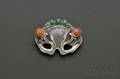 Silver Amber and Malachite Brooch Georg Jensen