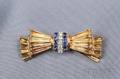 Retro 14kt Gold Sapphire and Diamond Bow Brooch Tiffany  Co