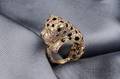 18kt Gold Colored Diamond and Onyx Panther Ring