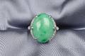 Platinum Jadeite and Diamond Ring