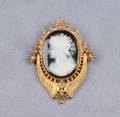 Antique 14kt Gold and Hardstone Cameo Brooch