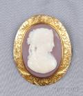 Antique 14kt Gold and Hardstone Cameo Brooch