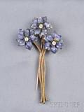 Art Nouveau 14kt Gold Enamel and Diamond Brooch