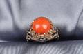 14kt Gold Coral Enamel and Diamond Ring