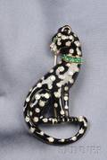 18kt Gold Enamel and Gemset Jaguar Brooch