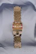 Retro 14kt Gold Ruby and Diamond Wristwatch