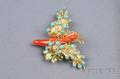 18kt Gold Coral and Gemset Brooch