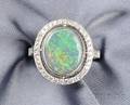 Platinum Opal and Diamond Ring