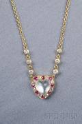 Moonstone Ruby and Diamond Pendant
