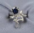 Sapphire and Diamond Flower Ring