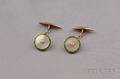 Antique 18kt Gold Motherofpearl Diamond and Enamel Cuff Links France