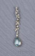 Edwardian Aquamarine and Diamond Pendant