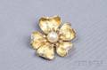18kt Gold Cultured Pearl and Diamond Flower Brooch