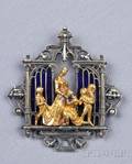 Gothic Revival 18kt Gold and Oxidized Silver Pendant FromentMeurice