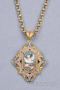 Antique 18kt Gold and Micromosaic Pendant