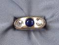 14kt Gold Synthetic Sapphire and Diamond Threestone Ring