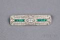 Art Deco Platinum Emerald and Diamond Bar Pin JE Caldwell  Co