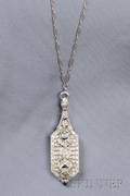 Art Deco Platinum and Diamond Pendant Watch