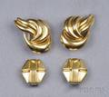 Two Pairs of 18kt Gold Earclips