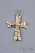 14kt Bicolor Gold and Diamond Cross Pendant
