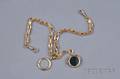 Antique 14kt Gold and Hardstone Watch Chain and Fob