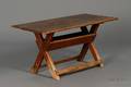 Small Brownpainted Pine Sawbuck Table