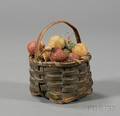 Small Greenpainted Splint Basket Filled with Wax Strawberries