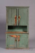 Bluegreenpainted Pine Stepback Cupboard