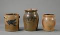 Three Cobaltdecorated Stoneware Jars
