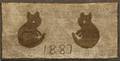Cotton Hooked Rug with Two Cats and Dated 1887
