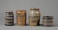 Three Small Cobaltdecorated Stoneware Jars and a Small Crock