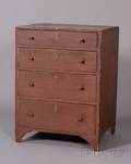 Redpainted Pine Chest of Four Drawers