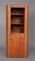 Diminutive Redstained Pine Corner Cupboard
