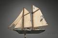 Painted Wood and Sheet Metal Schooner Yacht Weather Vane