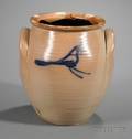Cobalt Birddecorated Stoneware Jar